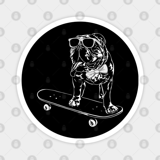 Funny British Bulldog dog English Bulldog skateboarding Magnet by wilsigns